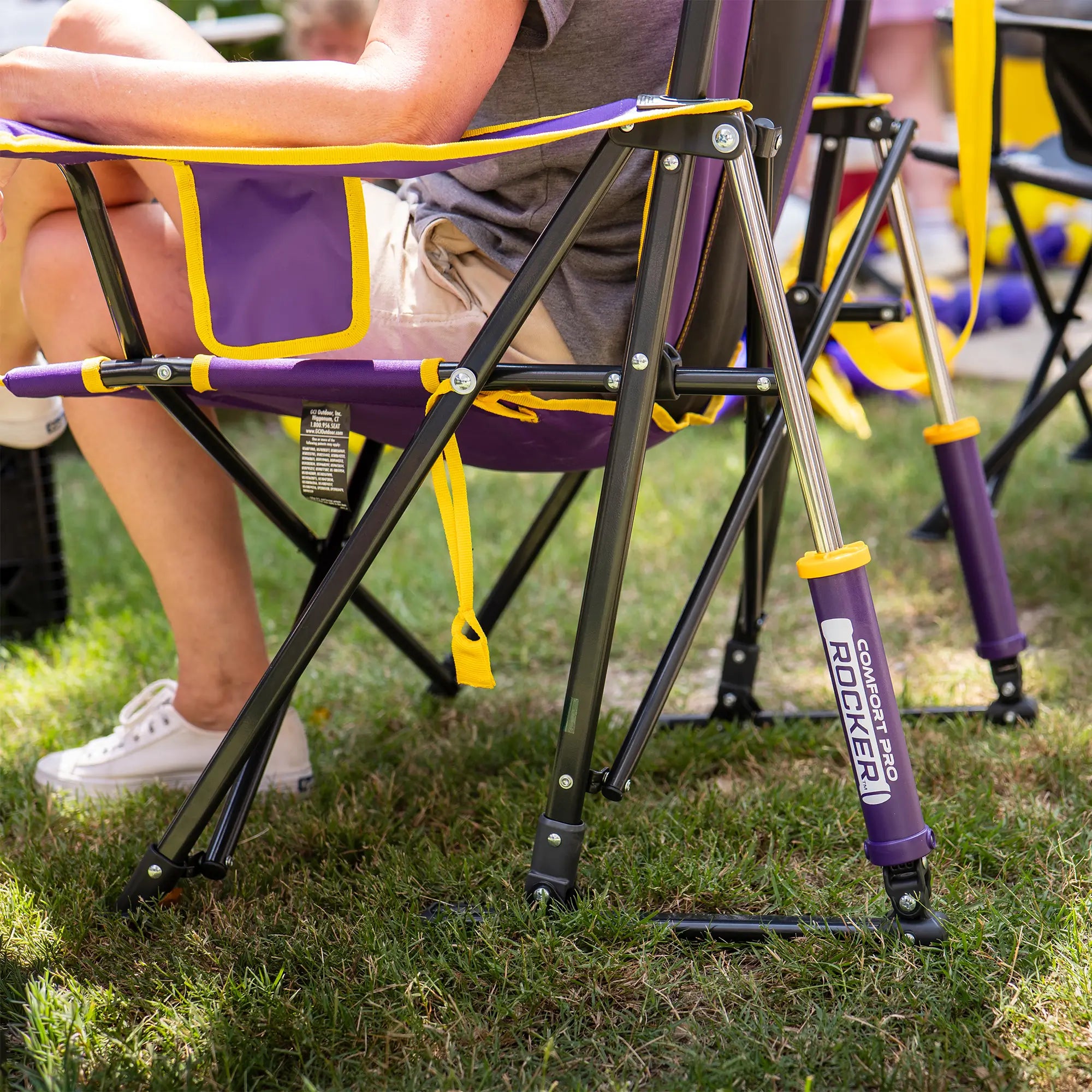 Smooth Motion College Comfort Pro Rocker - LSU Tigers - Choice 880 - Heavy-Duty Kickback Rocker with Beverage Holder Detail