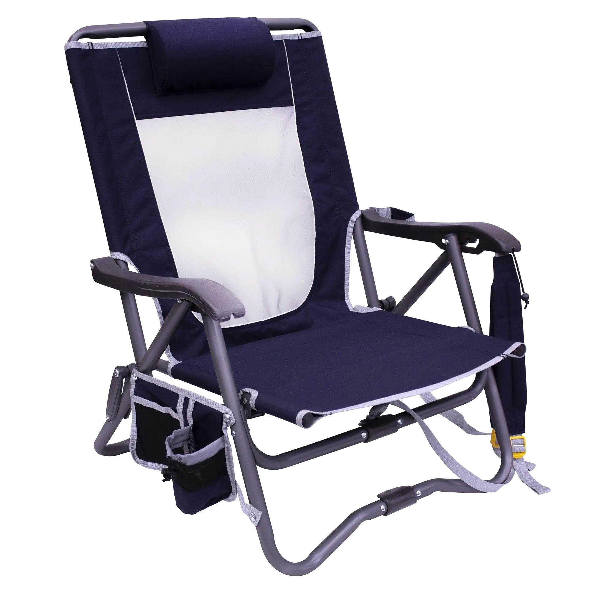 Ultra-Compact Bi-Fold Slim Event Chair - Choice 334 - Ultra-Lightweight Telescoping PackSeat Travel Stool - Indigo