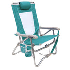 Backpack Travel Bi-Fold Beach Chair - Choice 601 - Portable Heavy-Duty Low Boy Chair for Ocean Side - Seafoam