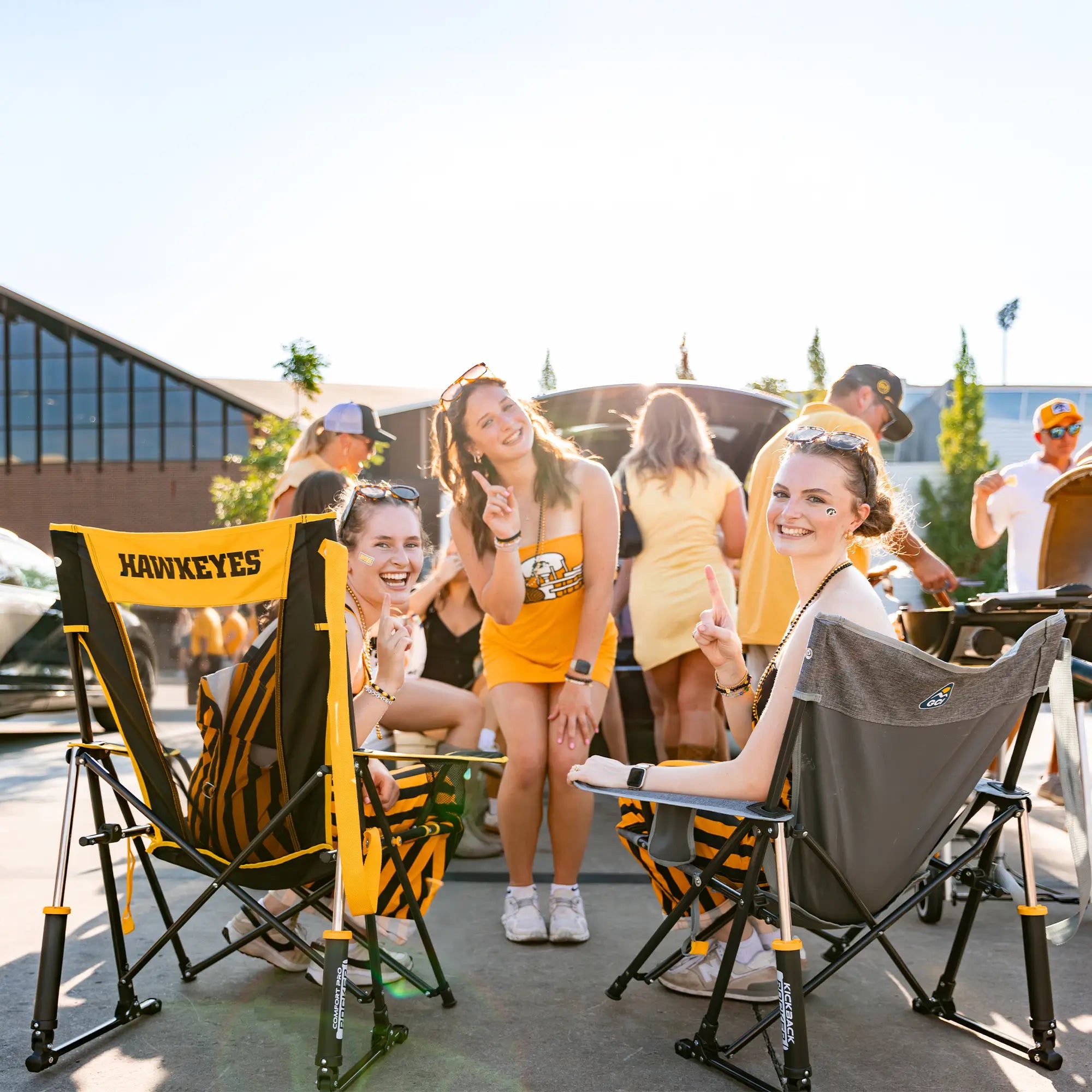 Heavy-Duty Freestyle College Comfort Pro Rocker - Iowa Hawkeyes - Choice 249 - Heavy-Duty Kickback Rocker with Beverage Holder Detail