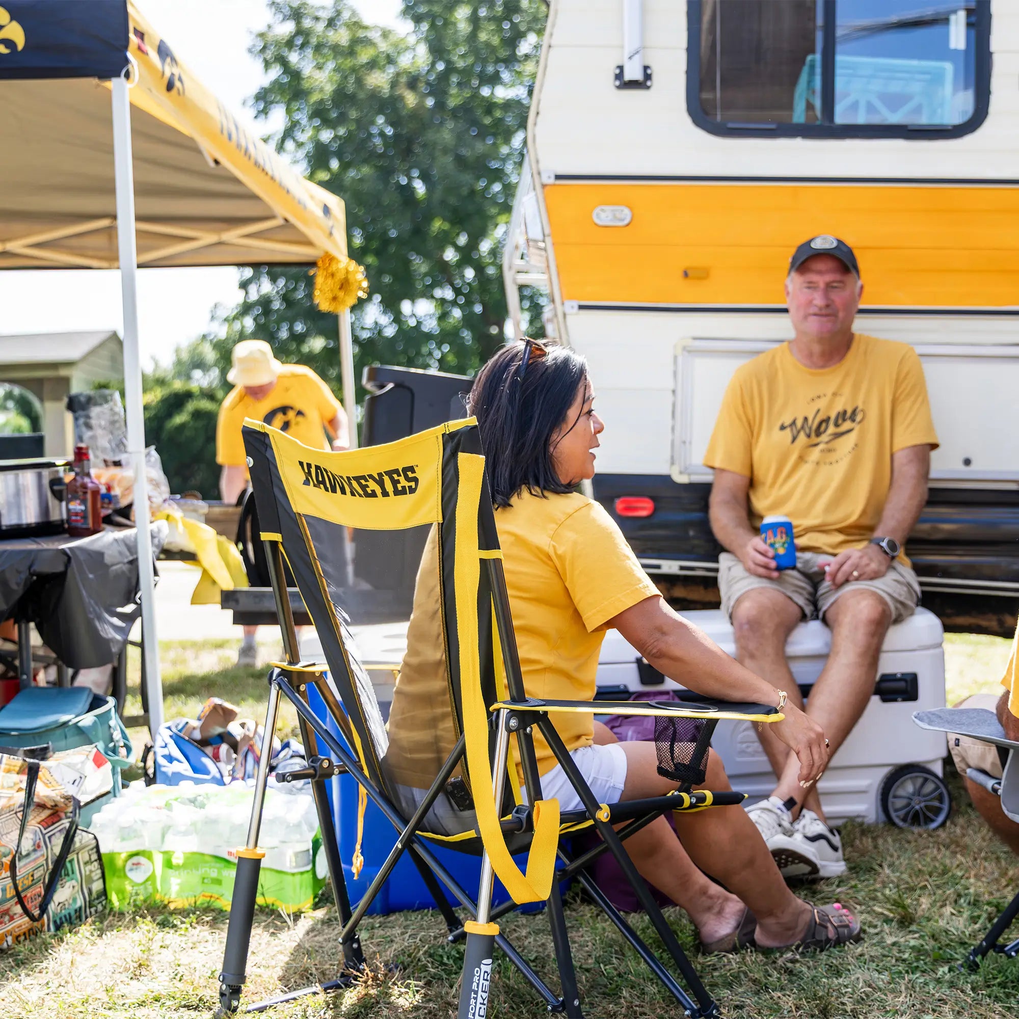 Heavy-Duty Freestyle College Comfort Pro Rocker - Iowa Hawkeyes - Choice 249 - Heavy-Duty Kickback Rocker with Beverage Holder Detail