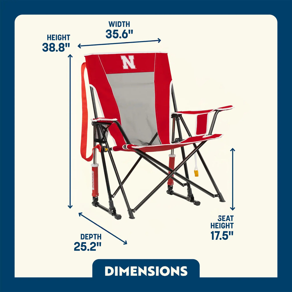 Patented Spring-Action College Comfort Pro Rocker - Nebraska Cornhuskers - Choice 161 - Heavy-Duty Kickback Rocker with Beverage Holder Detail