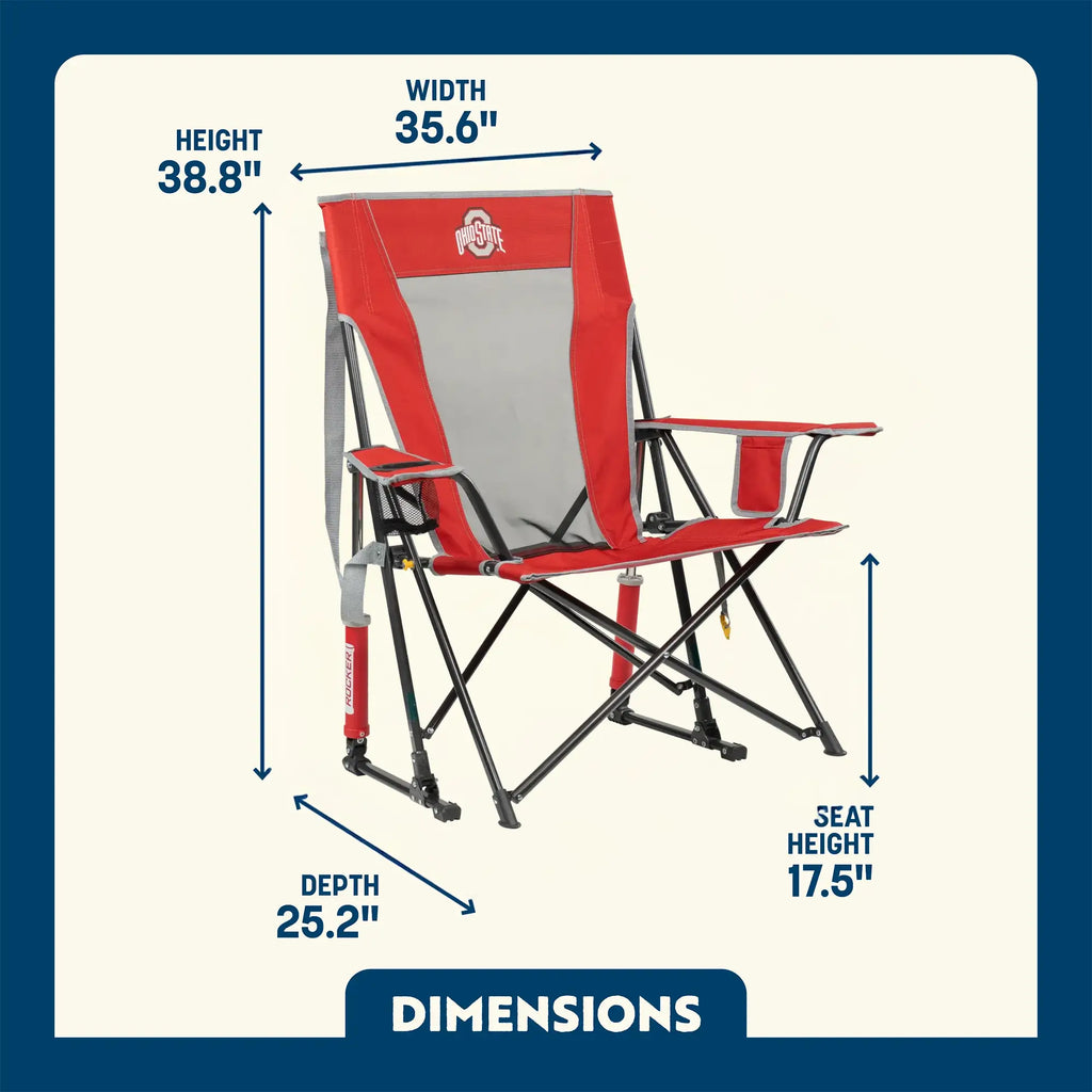 Luxury Camp College Comfort Pro Rocker - Ohio State Buckeyes - Choice 676 - Freestyle Rocker Portable Outdoor Folding Chair Detail