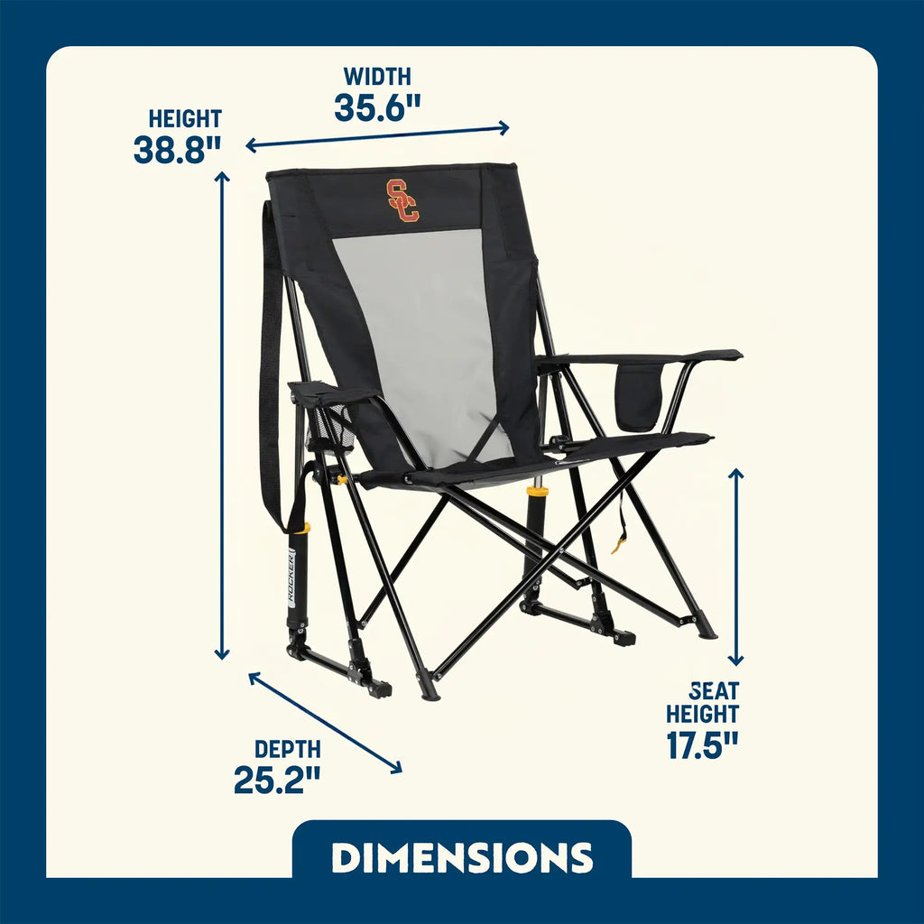 Heavy-Duty Freestyle College Comfort Pro Rocker - USC Trojans - Choice 856 - RoadTrip Rocker Smooth Motion Camp Chair Detail