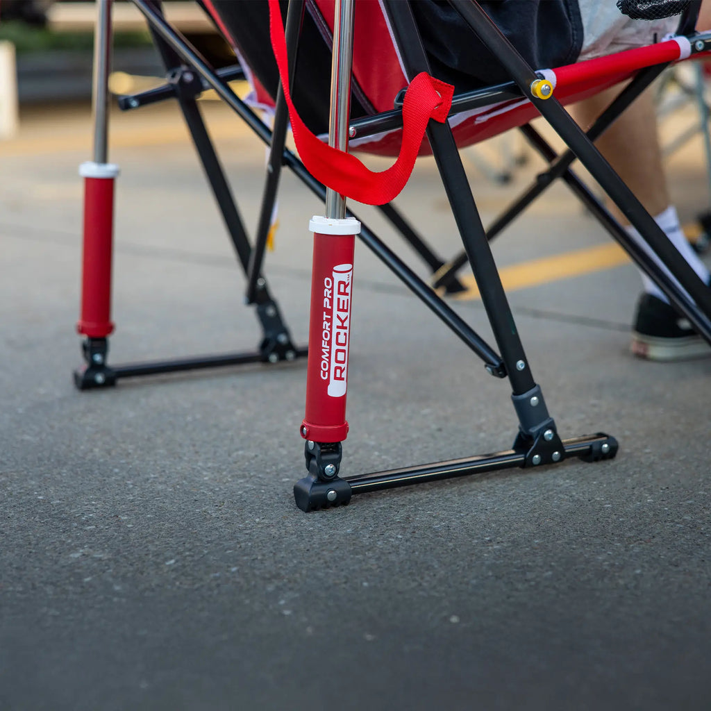 Patented Spring-Action College Comfort Pro Rocker - Nebraska Cornhuskers - Choice 161 - Heavy-Duty Kickback Rocker with Beverage Holder Detail