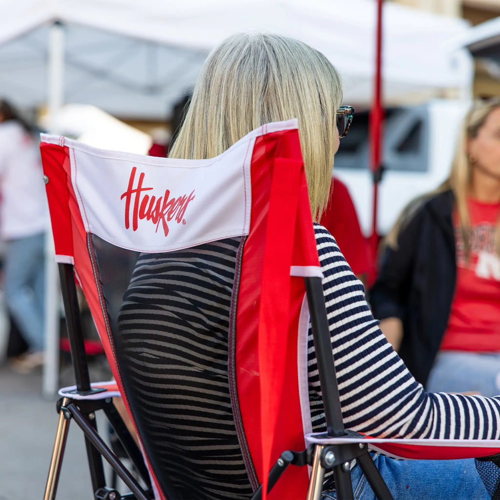 Patented Spring-Action College Comfort Pro Rocker - Nebraska Cornhuskers - Choice 161 - Heavy-Duty Kickback Rocker with Beverage Holder Detail