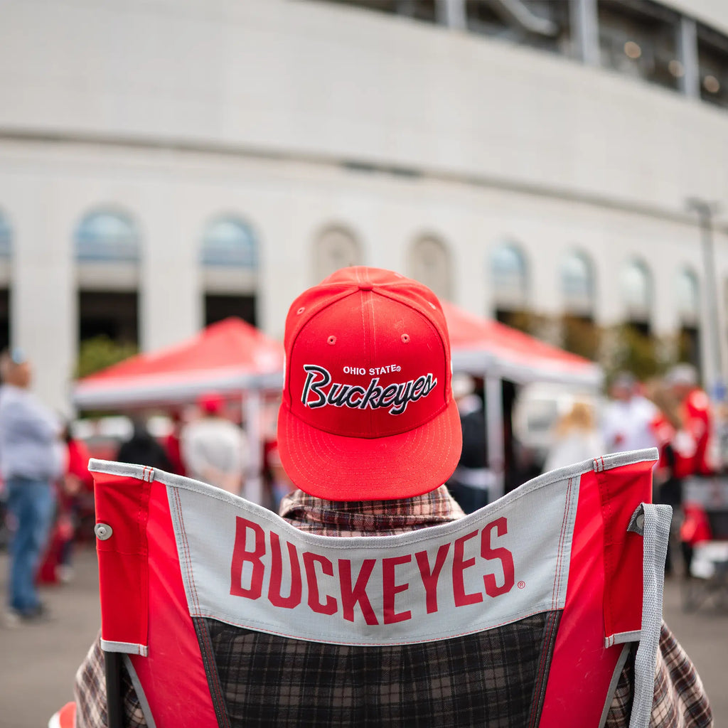 Luxury Camp College Comfort Pro Rocker - Ohio State Buckeyes - Choice 676 - Freestyle Rocker Portable Outdoor Folding Chair Detail