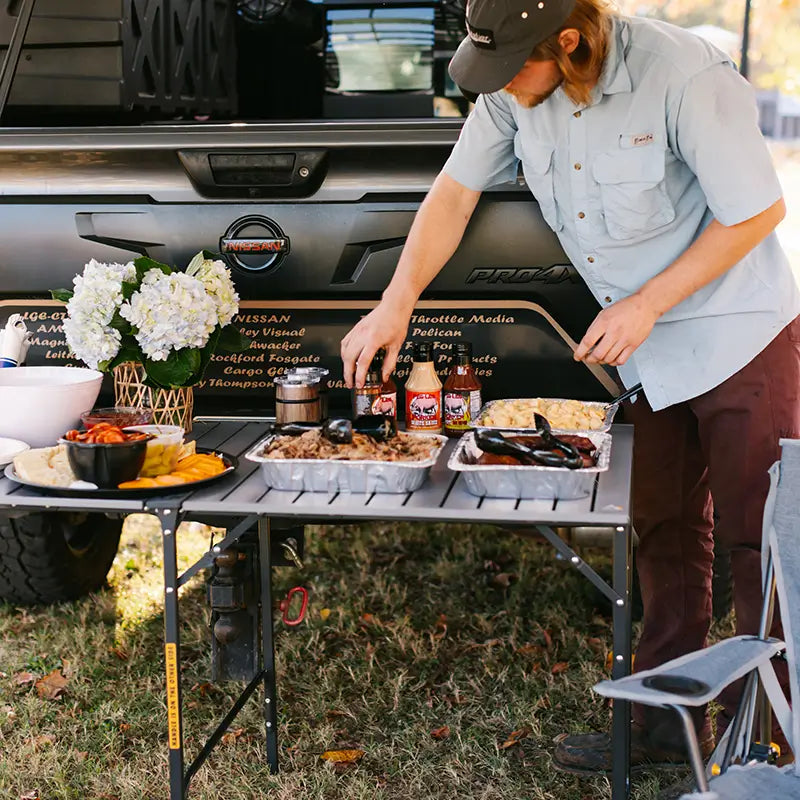 Heavy-Duty Grilling Slim-Fold Table - Choice 196 - Master Outdoor Kitchen Station for Tailgating & BBQ Detail
