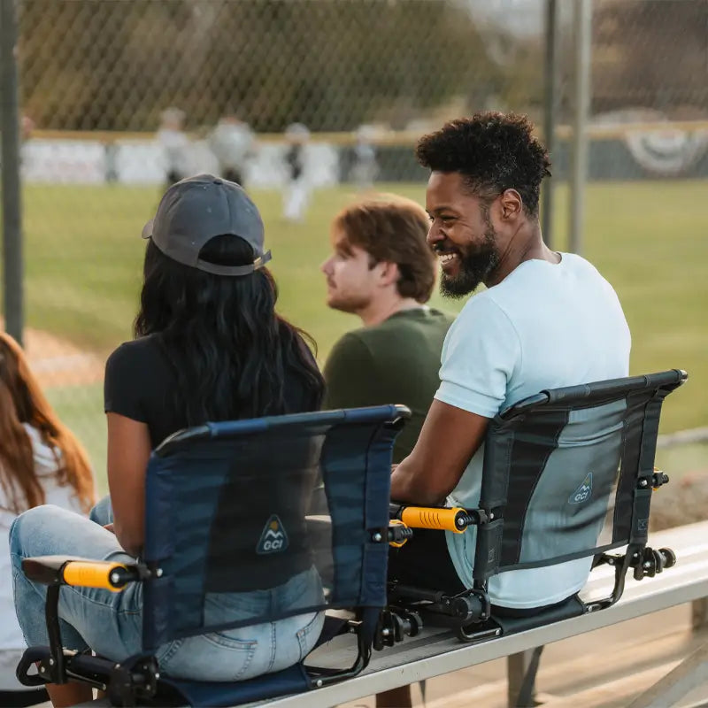 Premium All-Weather Stadium Rock-Cliner - Choice 540 - Patented Spring-Action Rocking Chair for Camping Detail