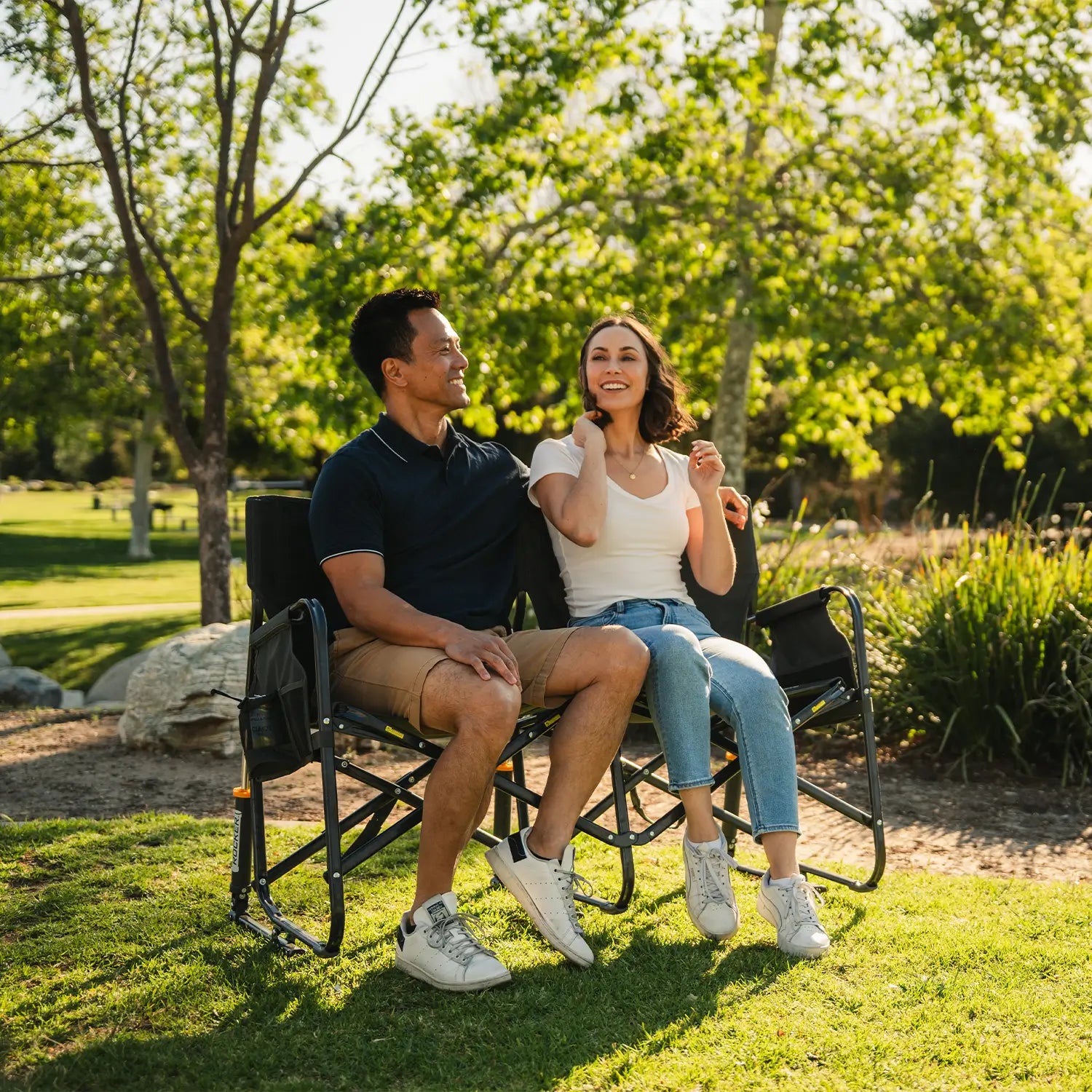 Premium All-Weather Tandem Rocker - Choice 227 - Patented Spring-Action Rocking Chair for Camping Detail