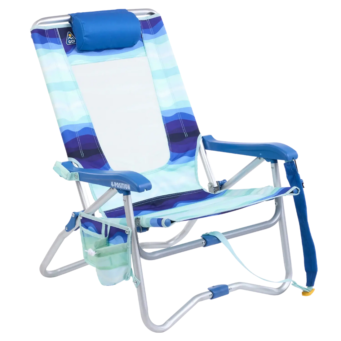 Backpack Travel Bi-Fold Beach Chair - Choice 601 - Portable Heavy-Duty Low Boy Chair for Ocean Side - Wave