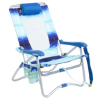 Backpack Travel Bi-Fold Beach Chair - Choice 601 - Portable Heavy-Duty Low Boy Chair for Ocean Side - Wave