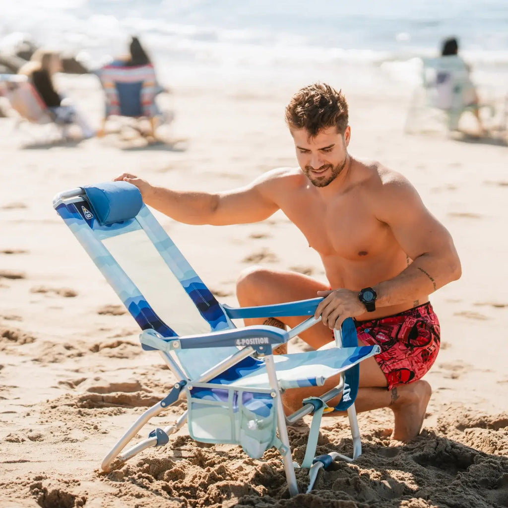 Backpack Travel Bi-Fold Beach Chair - Choice 601 - Portable Heavy-Duty Low Boy Chair for Ocean Side Detail