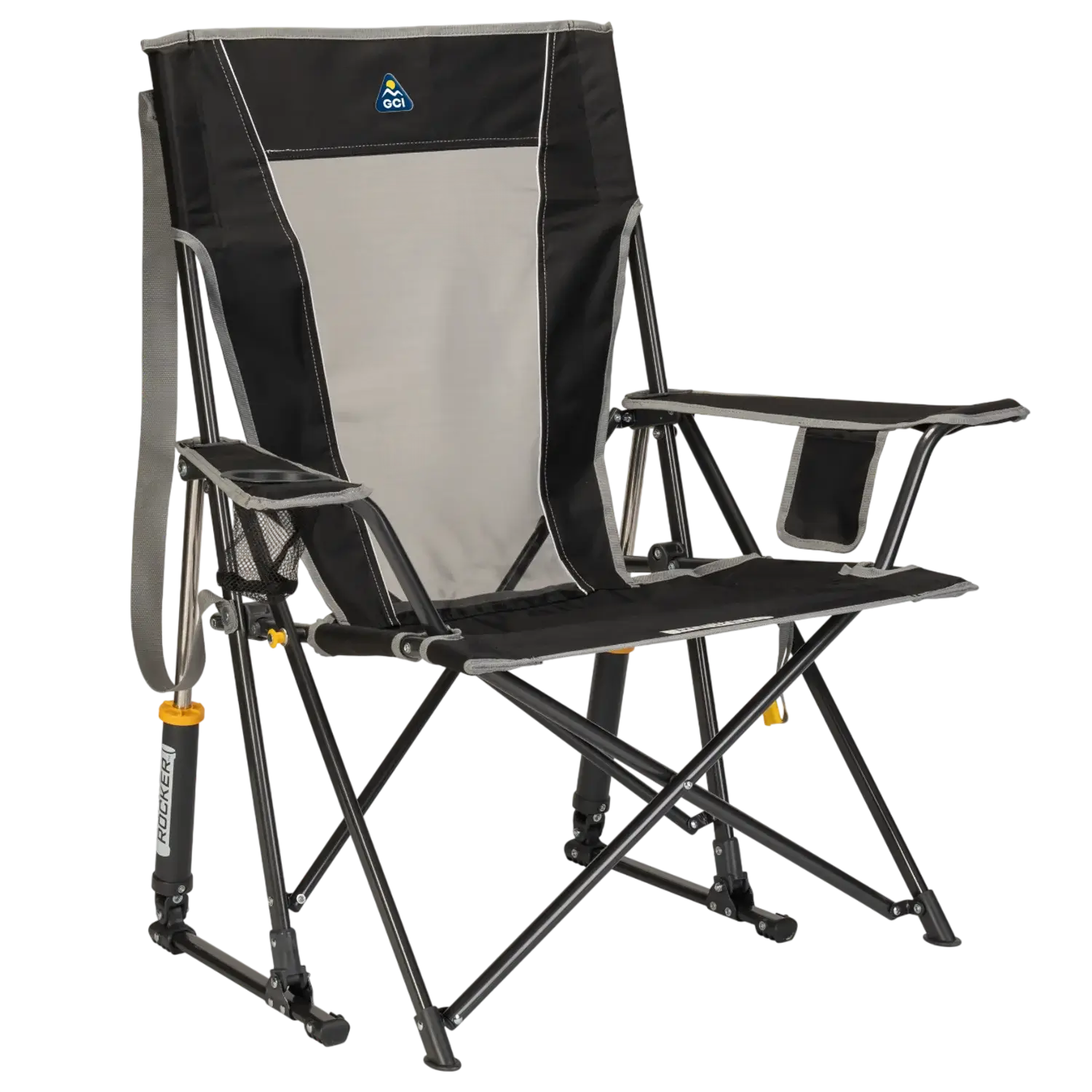 Patented Spring-Action Comfort Pro Rocker - Choice 375 - Patented Spring-Action Rocking Chair for Camping - Black