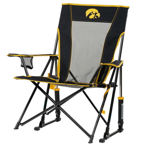 Heavy-Duty Freestyle College Comfort Pro Rocker - Iowa Hawkeyes - Choice 249 - Heavy-Duty Kickback Rocker with Beverage Holder Detail