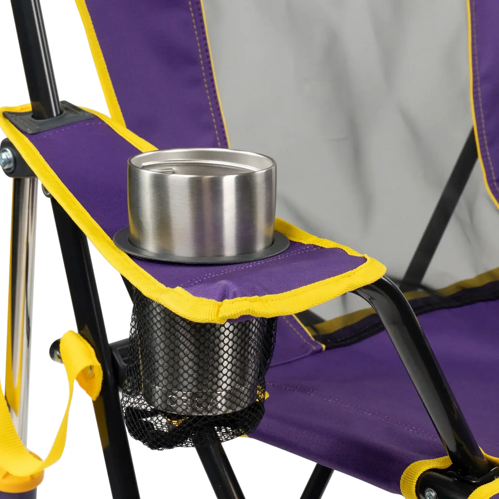 Smooth Motion College Comfort Pro Rocker - LSU Tigers - Choice 880 - Heavy-Duty Kickback Rocker with Beverage Holder Detail