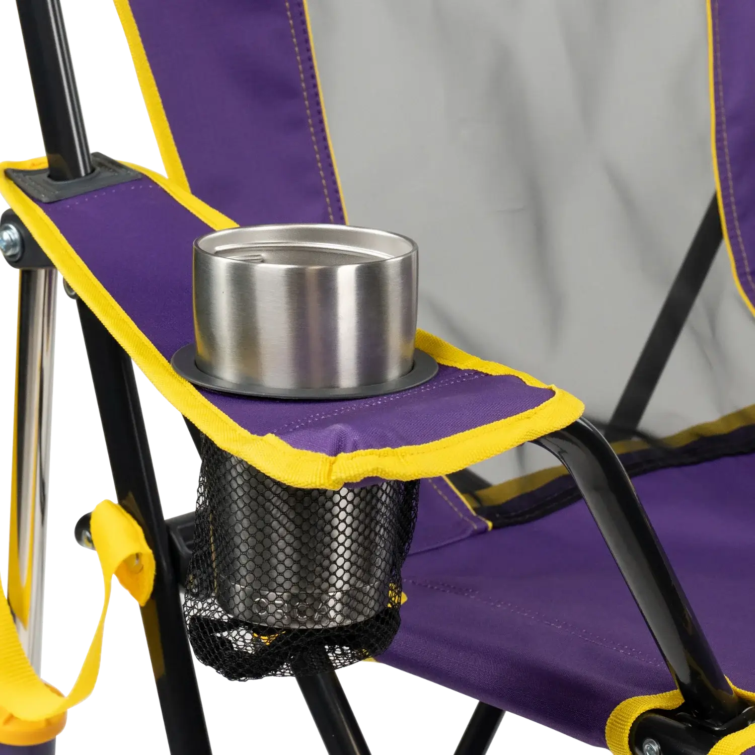 Smooth Motion College Comfort Pro Rocker - LSU Tigers - Choice 880 - Heavy-Duty Kickback Rocker with Beverage Holder Detail
