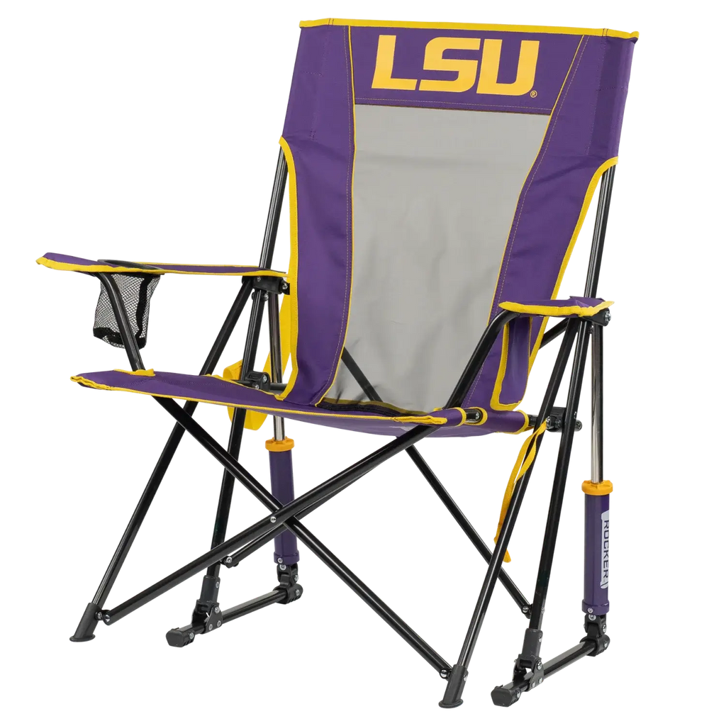 Smooth Motion College Comfort Pro Rocker - LSU Tigers - Choice 880 - Heavy-Duty Kickback Rocker with Beverage Holder Detail