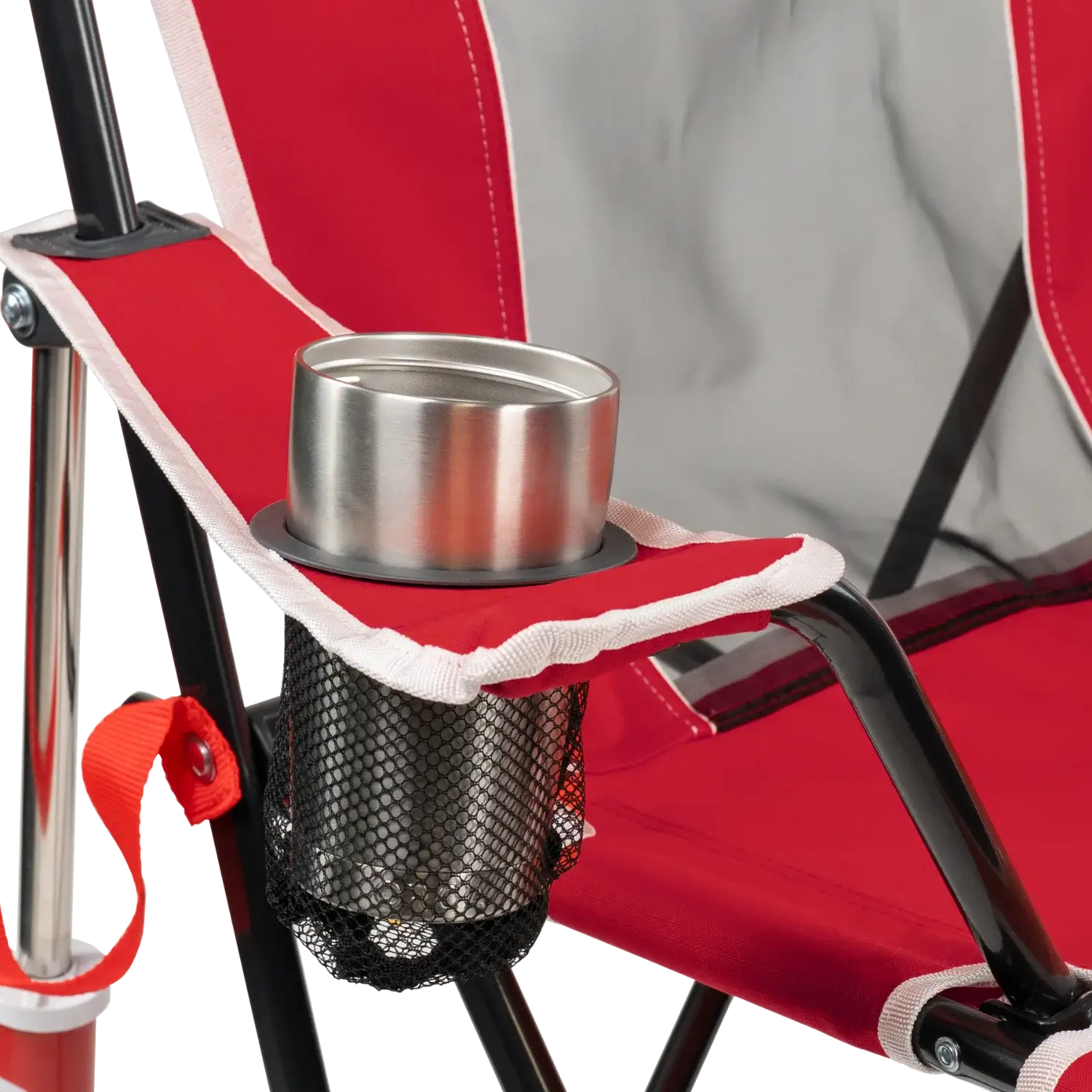 Patented Spring-Action College Comfort Pro Rocker - Nebraska Cornhuskers - Choice 161 - Heavy-Duty Kickback Rocker with Beverage Holder Detail
