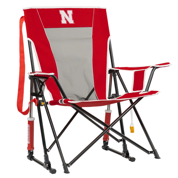 Patented Spring-Action College Comfort Pro Rocker - Nebraska Cornhuskers - Choice 161 - Heavy-Duty Kickback Rocker with Beverage Holder - Default Title