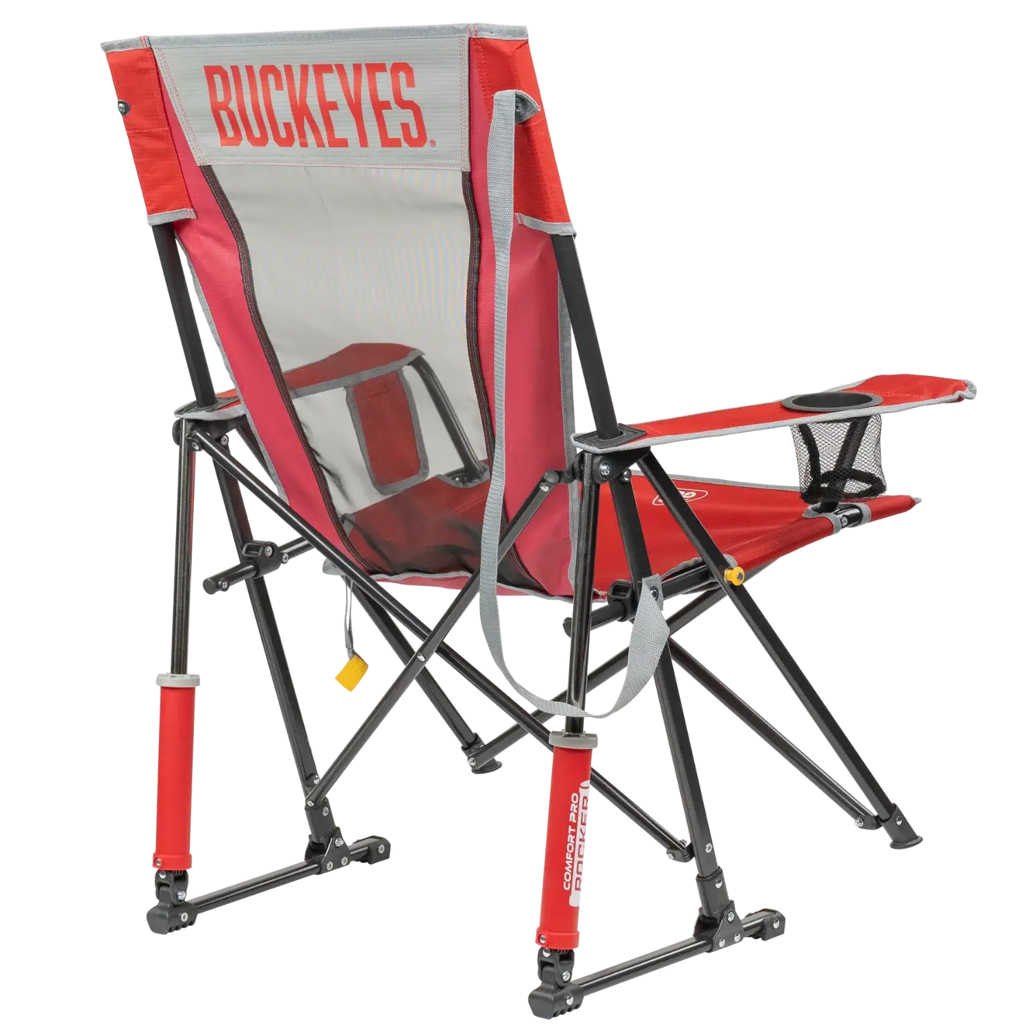Luxury Camp College Comfort Pro Rocker - Ohio State Buckeyes - Choice 676 - Freestyle Rocker Portable Outdoor Folding Chair Detail