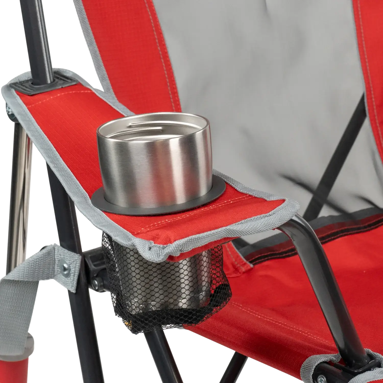 Luxury Camp College Comfort Pro Rocker - Ohio State Buckeyes - Choice 676 - Freestyle Rocker Portable Outdoor Folding Chair Detail