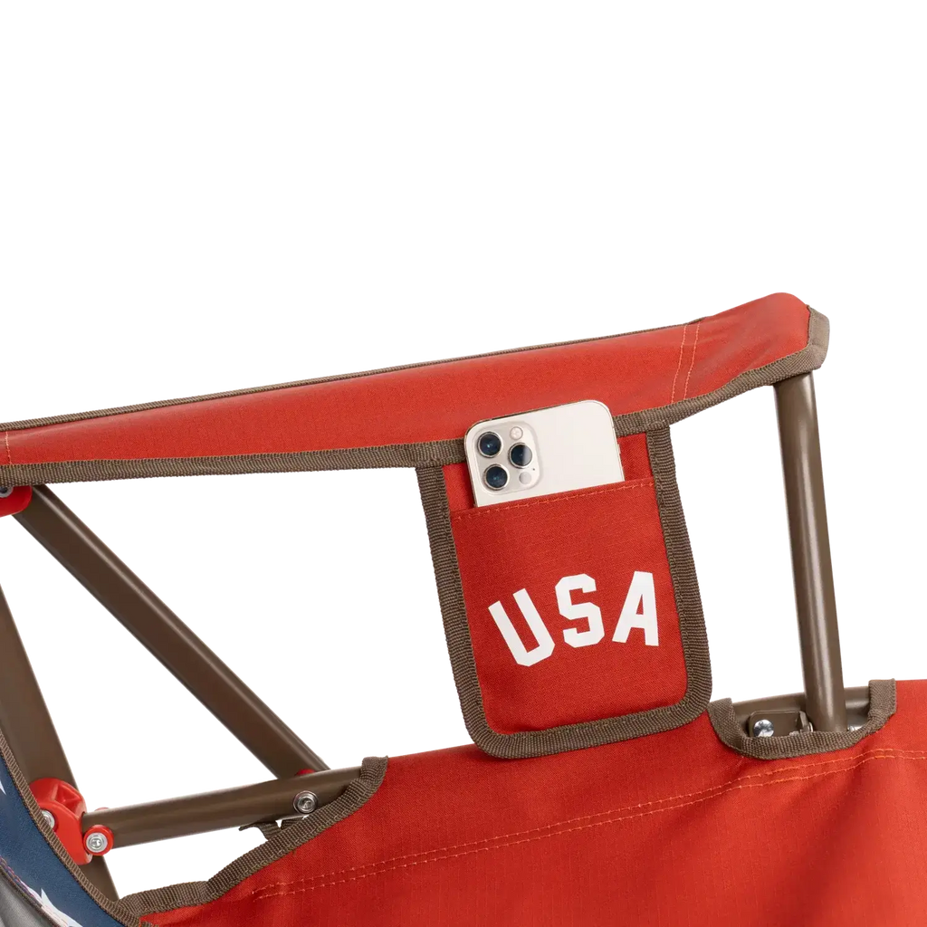 Patented Spring-Action Comfort Pro Rocker - USA Anniversary Deluxe - Choice 424 - Heavy-Duty Kickback Rocker with Beverage Holder Detail