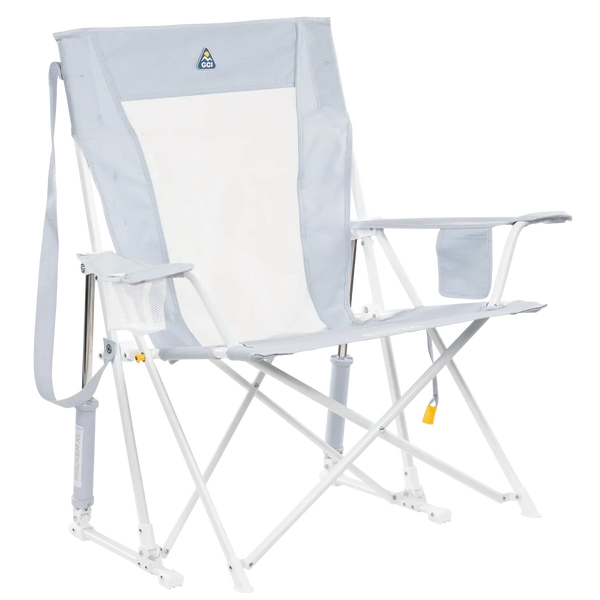 Patented Spring-Action Comfort Pro Rocker XL - Choice 107 - Heavy-Duty Kickback Rocker with Beverage Holder - Heathered Light Blue