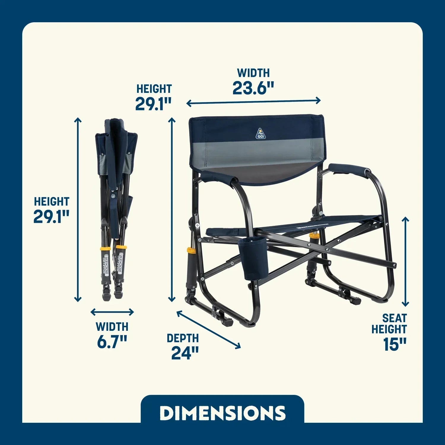 Patented Spring-Action Grab & Go Rocker - Choice 551 - RoadTrip Rocker Smooth Motion Camp Chair Detail