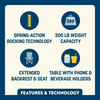 Premium All-Weather Stowaway Rocker with Side Table - Choice 253 - Heavy-Duty Kickback Rocker with Beverage Holder Detail