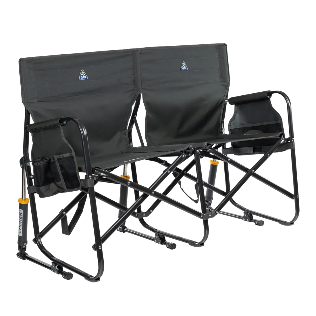 Premium All-Weather Tandem Rocker - Choice 227 - Patented Spring-Action Rocking Chair for Camping - Dark Charcoal
